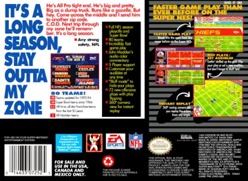 Madden NFL '94 (USA) box cover back